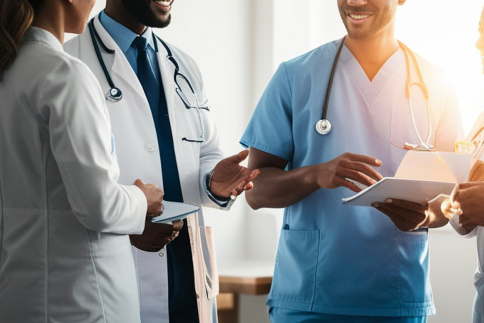 Compassionate healthcare team collaborating in a bright clinical setting, highlighting the supportive, patient‑focused care at Mind Rejuvenation.